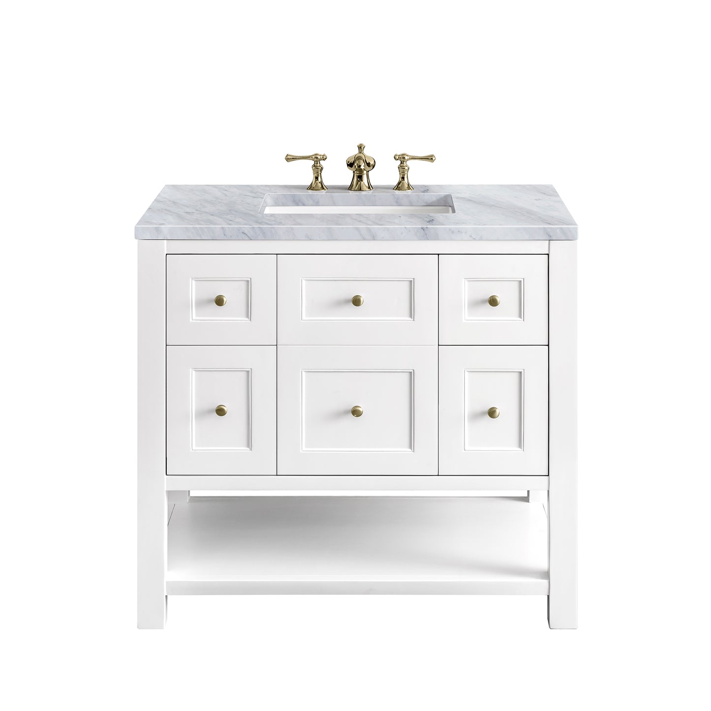 Breckenridge 36" Single Vanity, Bright White w/ 3 CM Carrara Marble Top