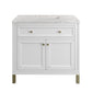 Chicago 36" Single Vanity, Glossy White w/ 3 CM Eternal Jasmine Pearl Top