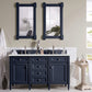 Brittany 60" Double Vanity, Victory Blue w/ 3 CM Ethereal Noctis Quartz Top