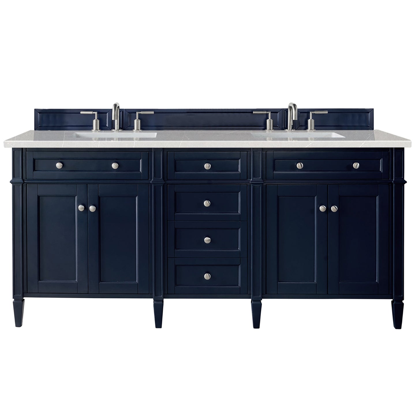 Brittany 72" Double Vanity, Victory Blue w/ 3 CM Eternal Serena Quartz Top