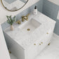 Chicago 36" Single Vanity, Glossy White w/ 3 CM Eternal Jasmine Pearl Top