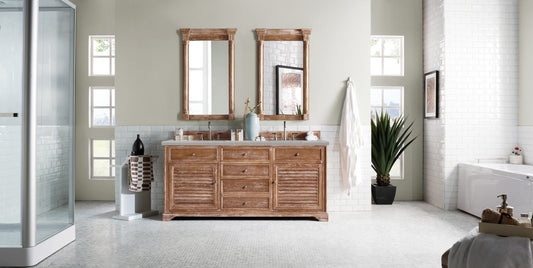 Savannah 72" Double Vanity, Driftwood w/ 3 CM Eternal Serena Quartz Top