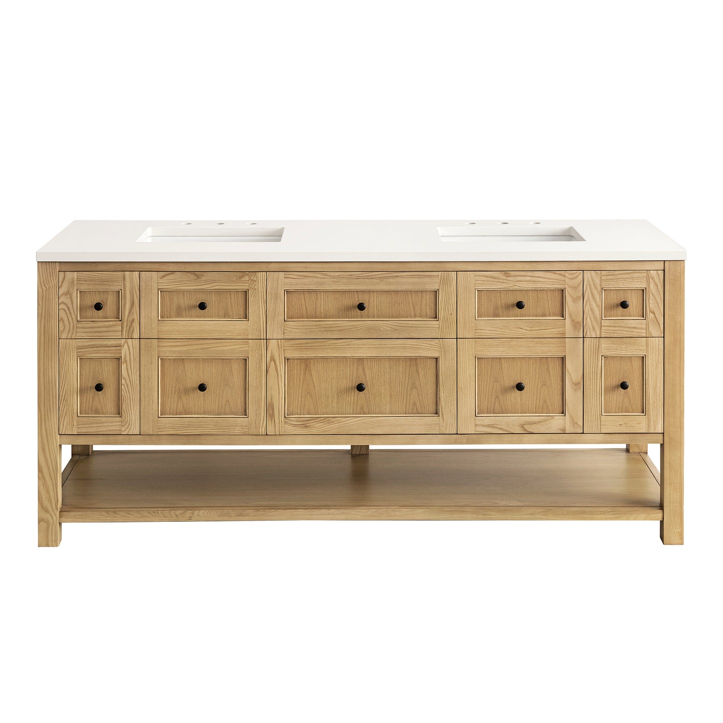 Breckenridge 72" Double Vanity, Light Natural Oak w/ 3 CM White Zeus Top