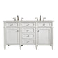 Brittany 60" Double Vanity, Bright White Vanity w/ 3 CM Eternal Serena Quartz Top