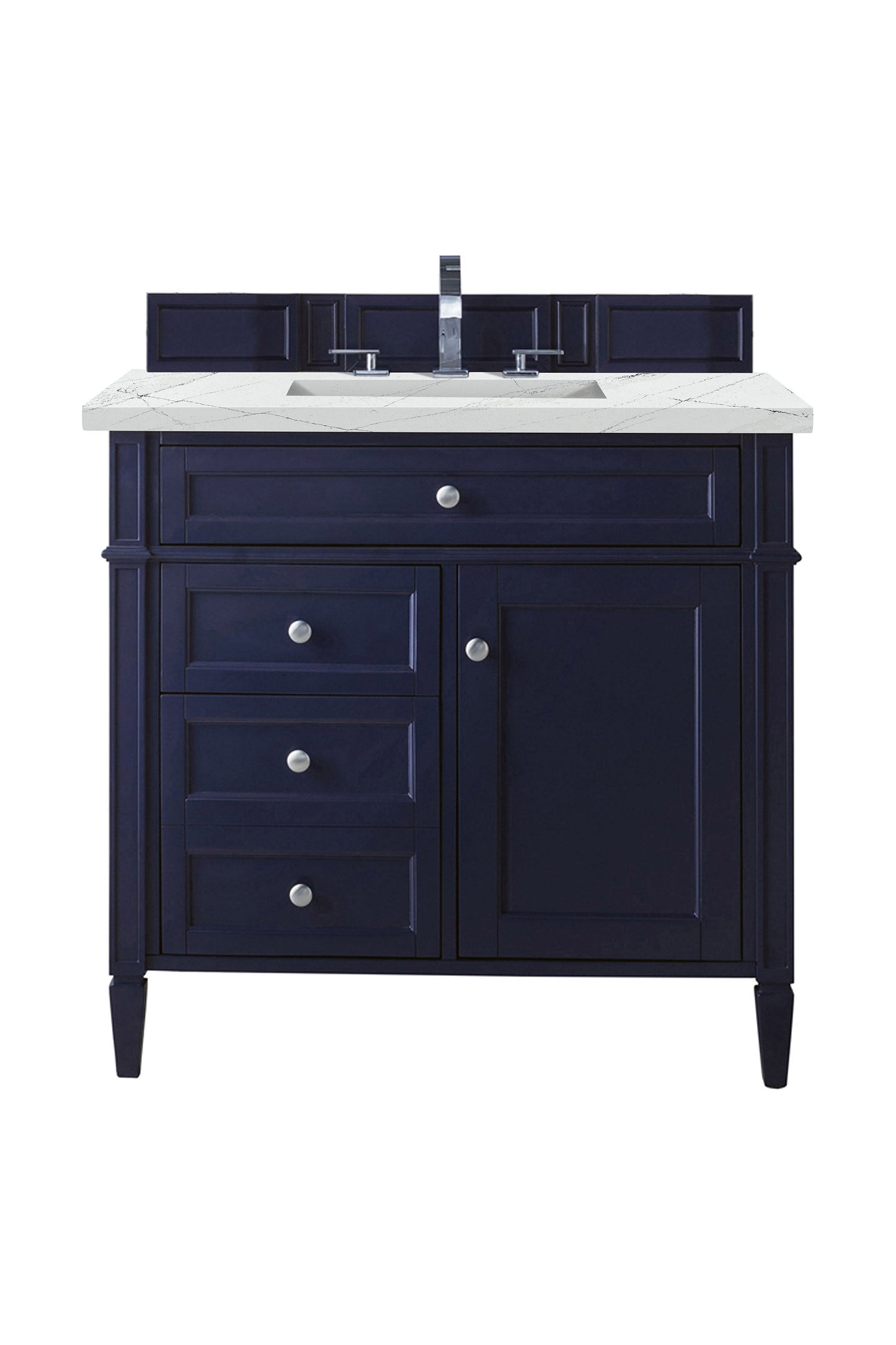 Brittany 36" Single Vanity, Victory Blue w/ 3 CM Ethereal Noctis Quartz Top