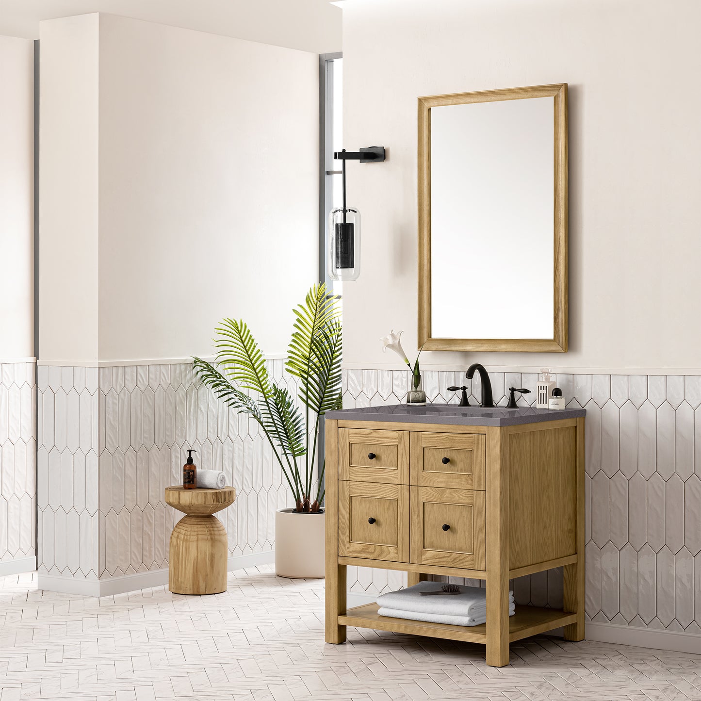 Breckenridge 30" Single Vanity, Light Natural Oak w/ 3 CM Grey Expo Top