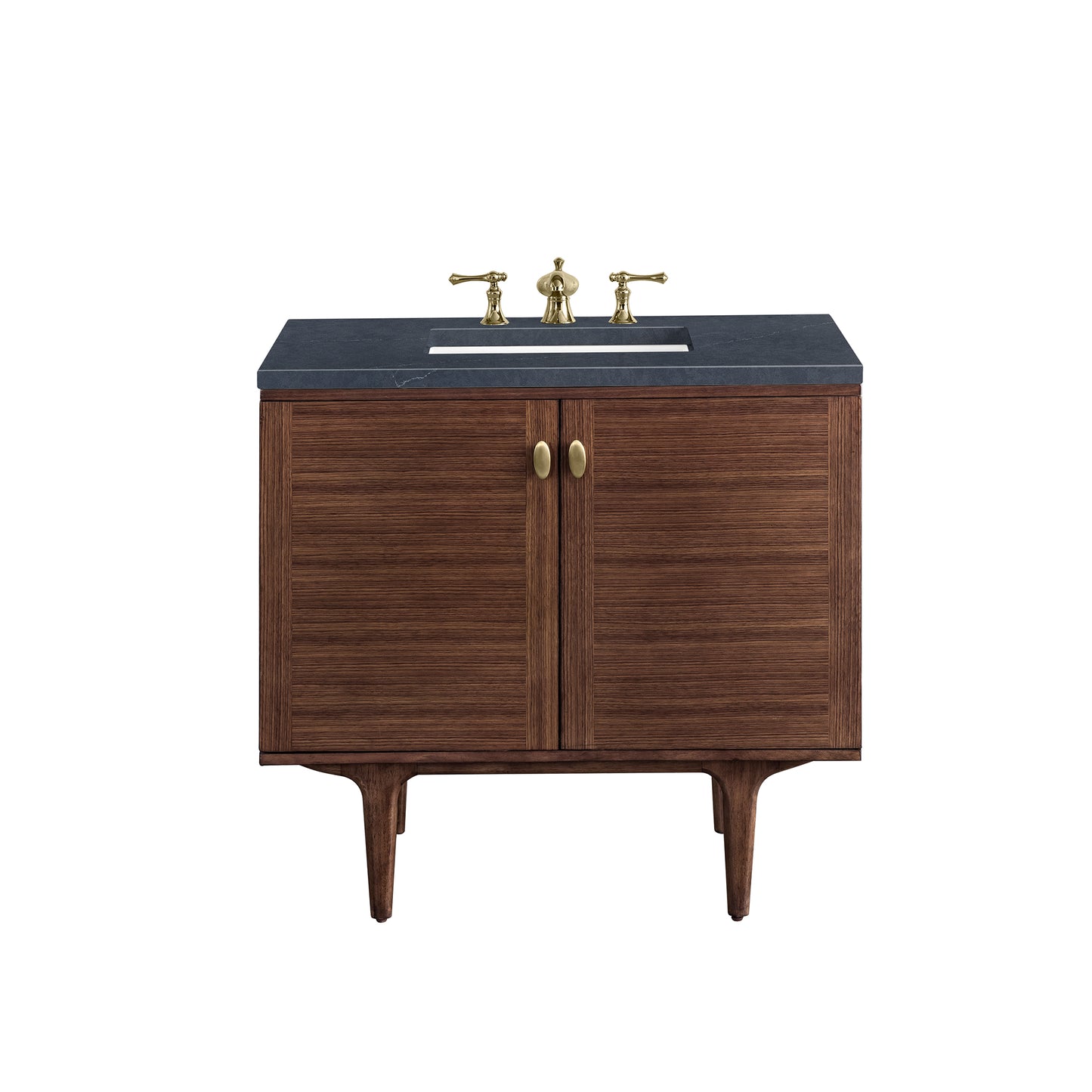 Amberly 36" Single Vanity, Mid-Century Walnut w/ 3 CM Charcoal Soapstone Top