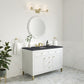 Chicago 48" Single Vanity, Glossy White w/ 3 CM Charcoal Soapstone Top