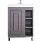 Alicante 24" Single Vanity, Gray Smoke, Brushed Nickel w/ White Glossy Composite Stone Top