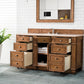 Bristol 60" Single Vanity, Saddle Brown w/ 3 CM Eternal Serena Quartz Top