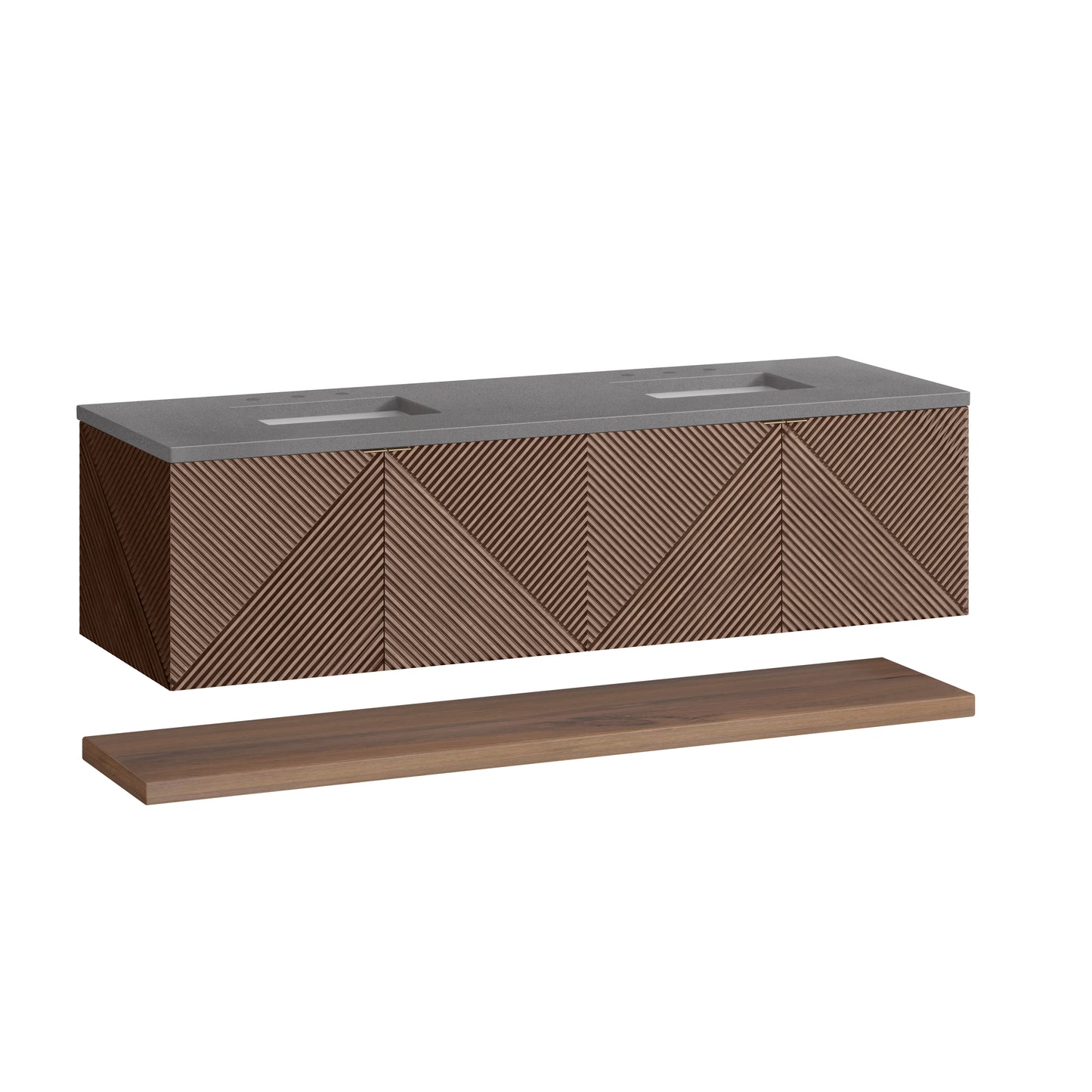 Marcello 72" Double Vanity, Chestnut w/ 3 CM Grey Expo Top