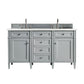 Brittany 60" Double Vanity, Urban Gray w/ 3 CM Eternal Jasmine Pearl Quartz Top