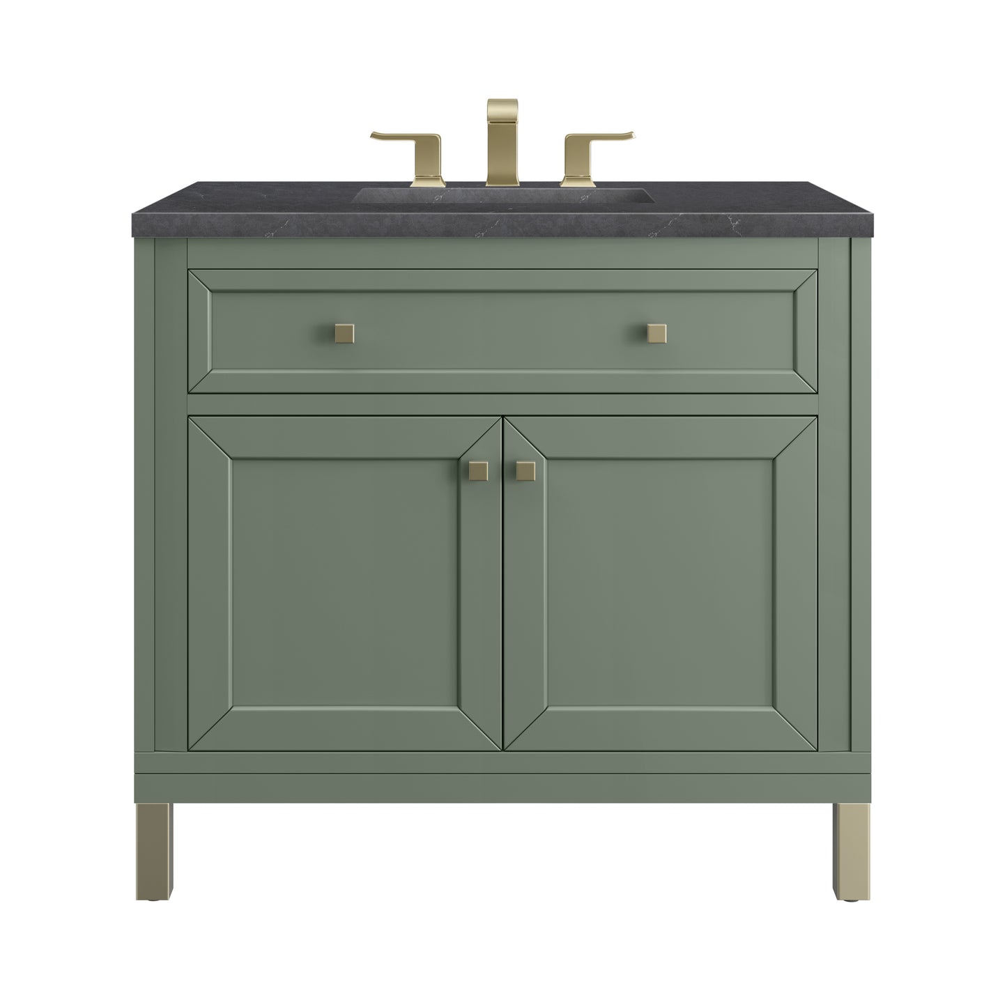 Chicago 36" Single Vanity, Smokey Celadon w/ 3 CM Charcoal Soapstone Top