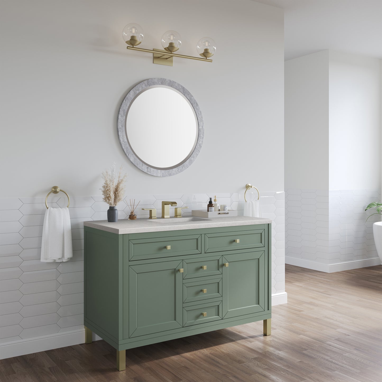 Chicago 48" Single Vanity, Smokey Celadon w/ 3 CM Eternal Serena Top