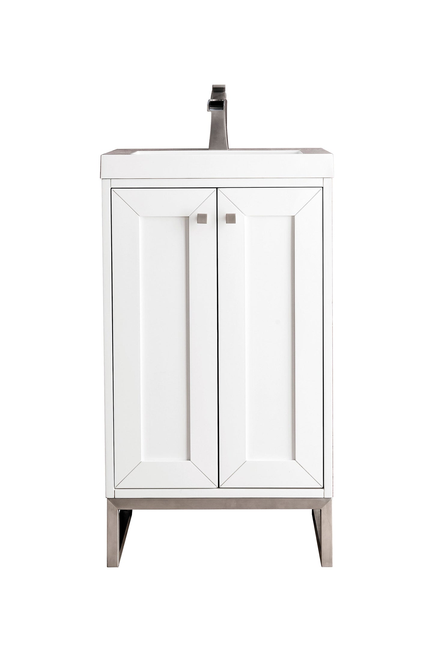 Chianti 20" Single Vanity, Glossy White, Brushed Nickel, w/ White Glossy Composite Stone Top