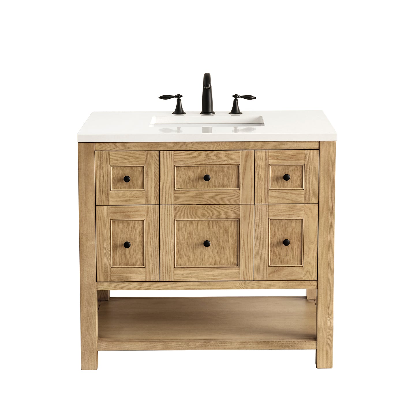 Breckenridge 36" Single Vanity, Light Natural Oak w/ 3 CM White Zeus Top