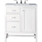 Addison 30" Single Vanity, Glossy White w/ 3 CM Arctic Fall Solid Surface Top