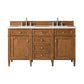 Brittany 60" Double Vanity, Saddle Brown w/ 3 CM White Zeus Quartz Top