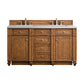 Bristol 60" Double Vanity, Saddle Brown w/ 3 CM Eternal Serena Quartz Top