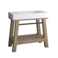 Auburn 36" Single Sink Console, Weathered Timber w/ Glossy White Mineral Composite Stone Top