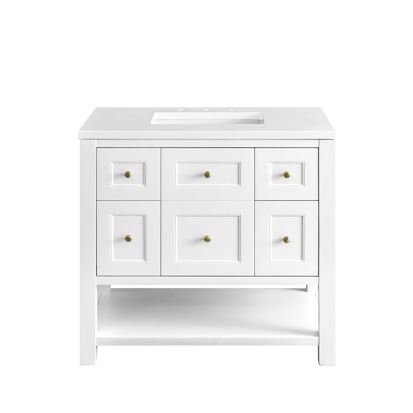 Breckenridge 36" Single Vanity, Bright White w/ 3 CM White Zeus Top