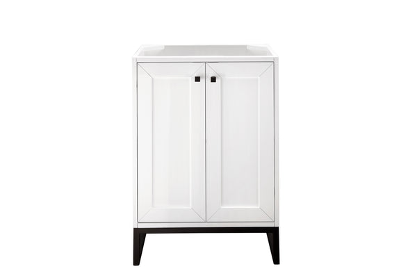 Chianti 24 Single Vanity Cabinet, Glossy White, Matte Black
