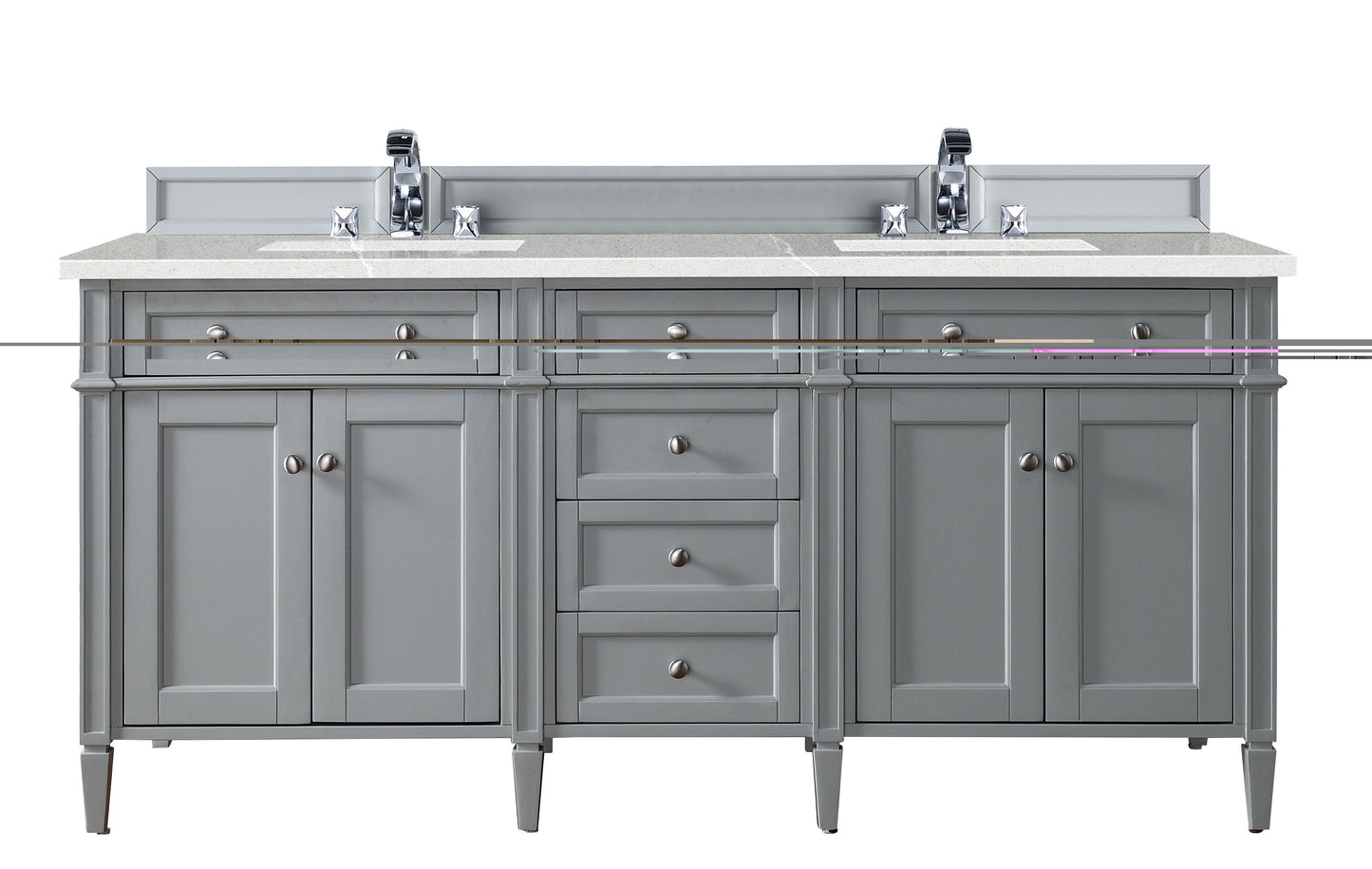 Brittany 72" Double Vanity, Urban Gray w/ 3 CM Eternal Serena Quartz Top