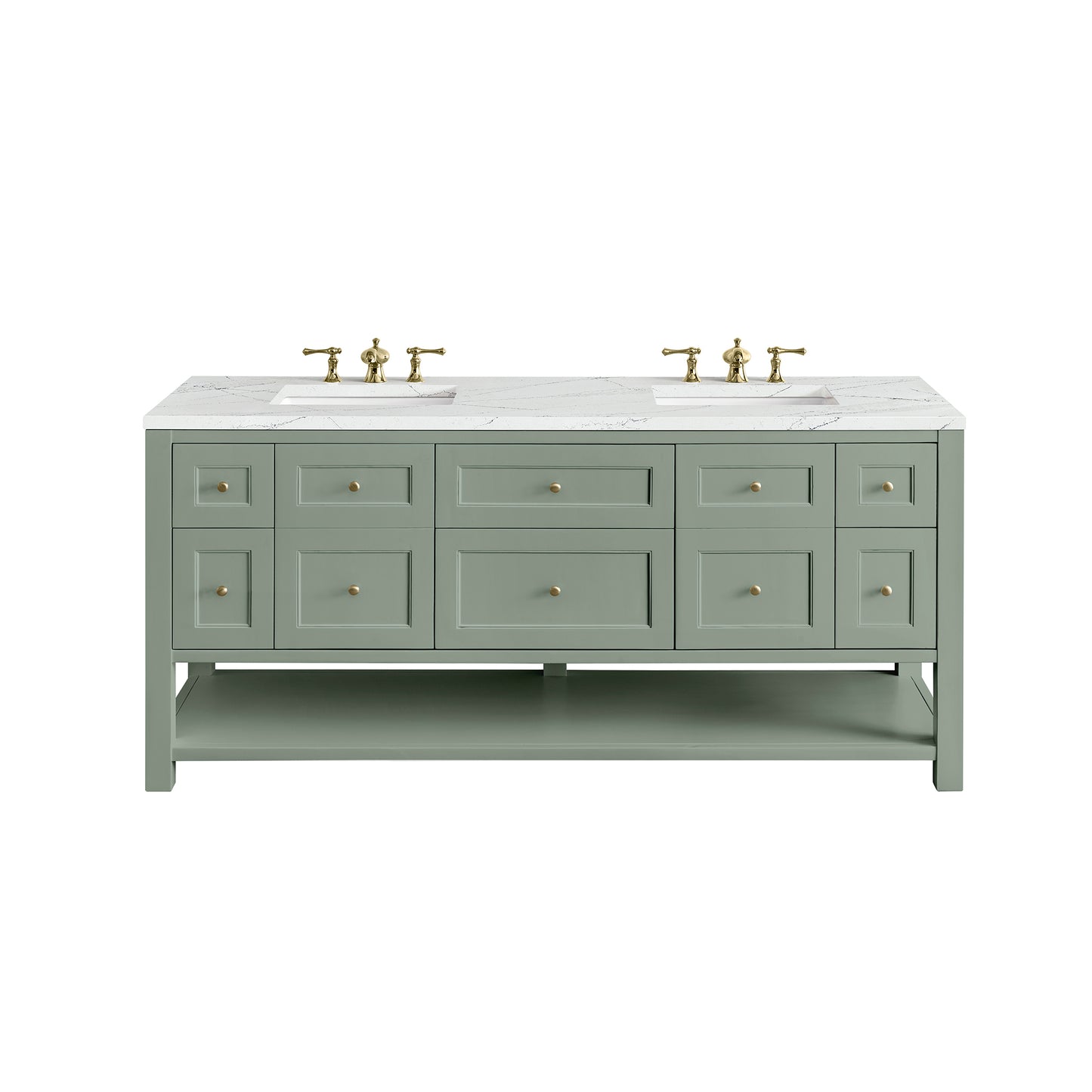 Breckenridge 72" Double Vanity, Smokey Celadon w/ 3 CM Ethereal Noctis Top