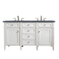 Brittany 60" Double Vanity, Bright White Vanity w/ 3 CM Charcoal Soapstone Quartz Top