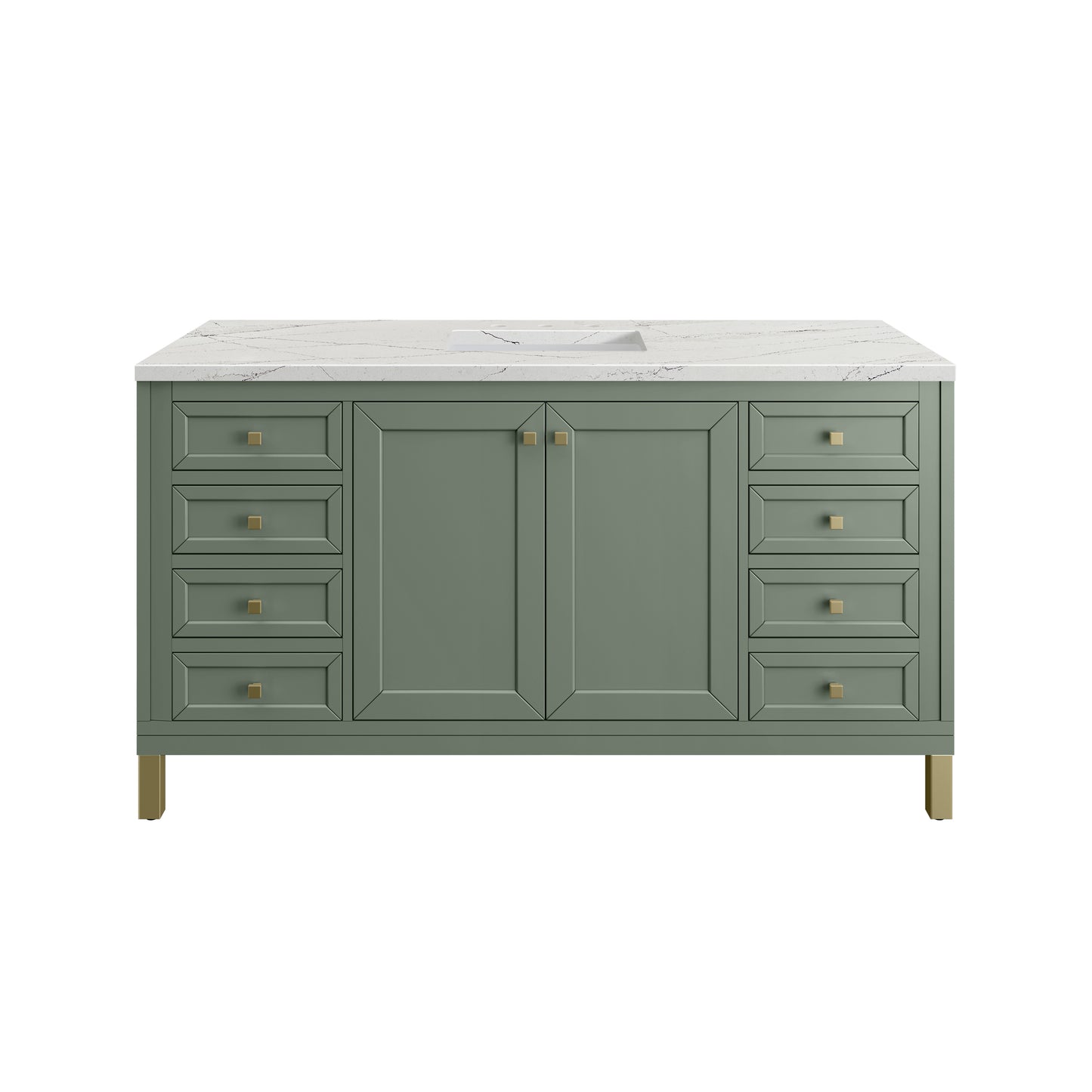 Chicago 60" Single Vanity, Smokey Celadon w/ 3 CM Ethereal Noctis Top