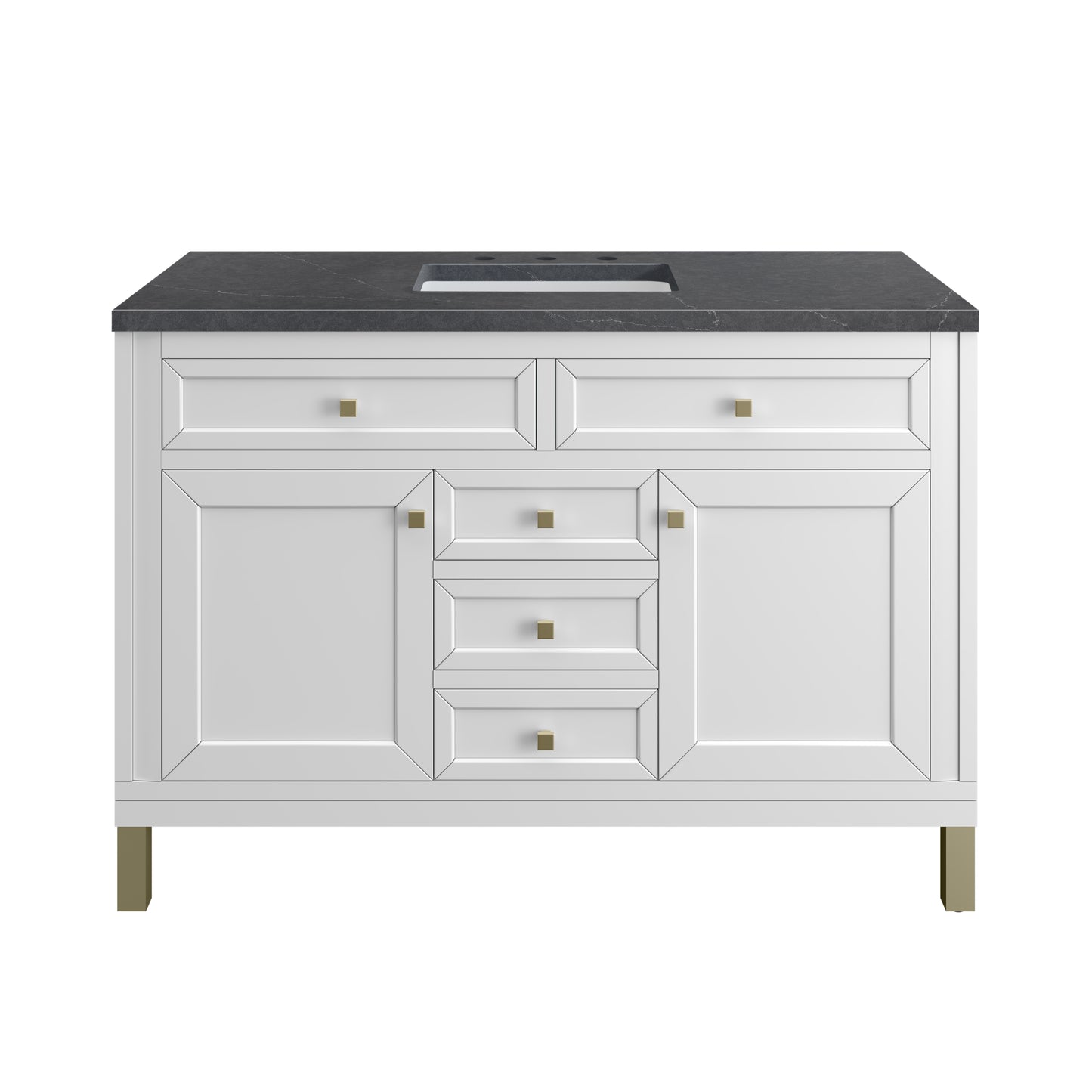 Chicago 48" Single Vanity, Glossy White w/ 3 CM Charcoal Soapstone Top