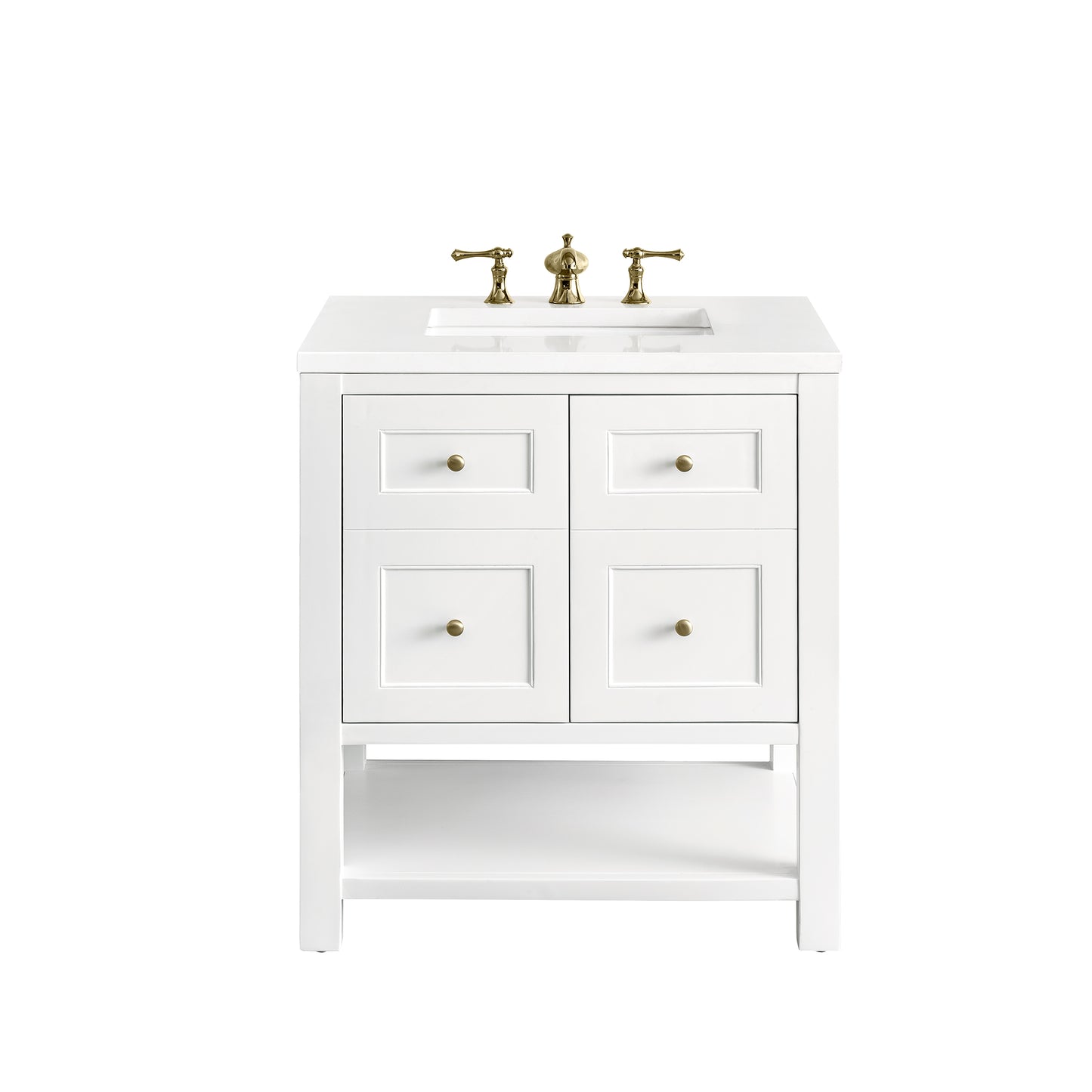 Breckenridge 30" Single Vanity, Bright White w/ 3 CM White Zeus Top