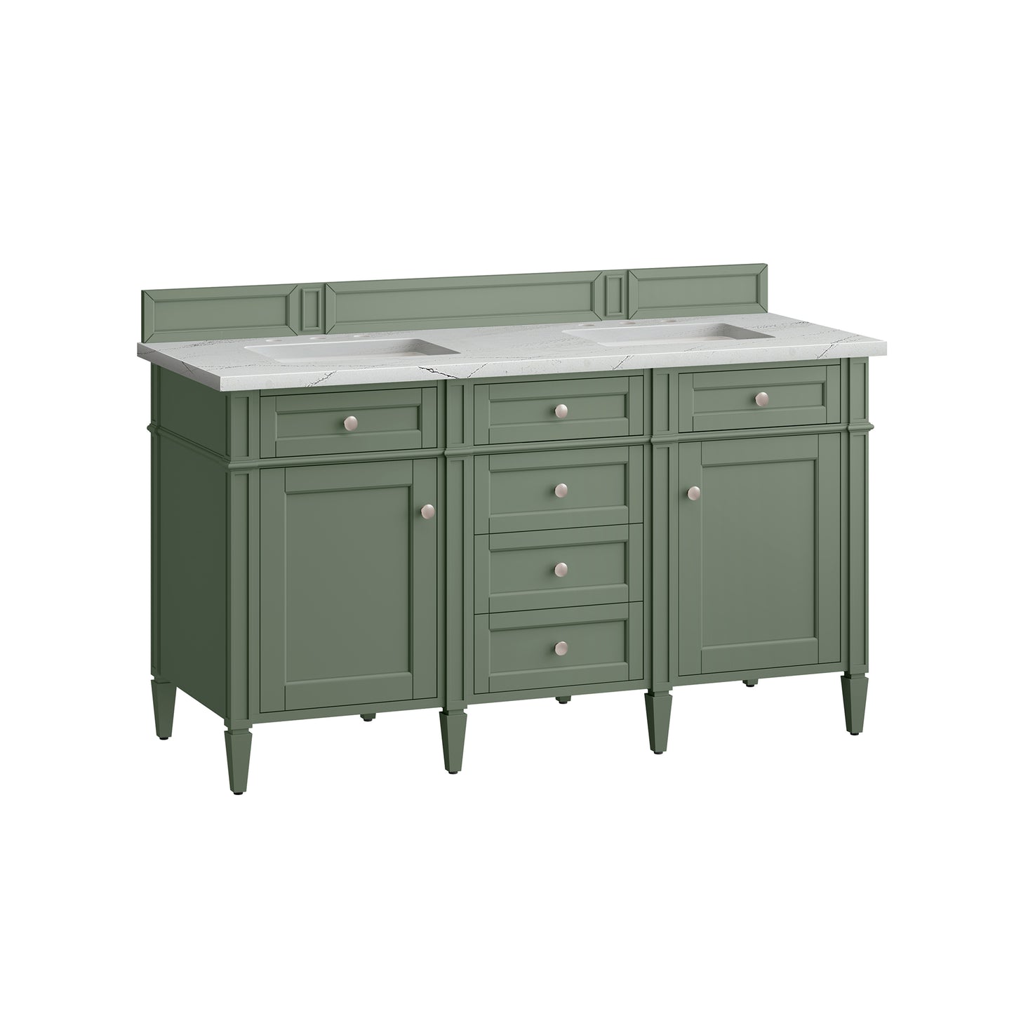 Brittany 60" Double Vanity, Smokey Celadon w/ 3 CM Ethereal Noctis Top