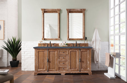 Providence 72" Double Vanity, Driftwood w/ 3 CM Charcoal Soapstone Quartz Top