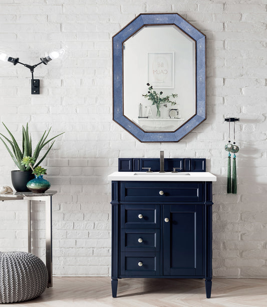 Brittany 30" Single Vanity, Victory Blue w/ 3 CM White Zeus Quartz Top