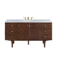 Amberly 60" Single Vanity, Mid-Century Walnut w/ 3 CM Carrara Marble Top