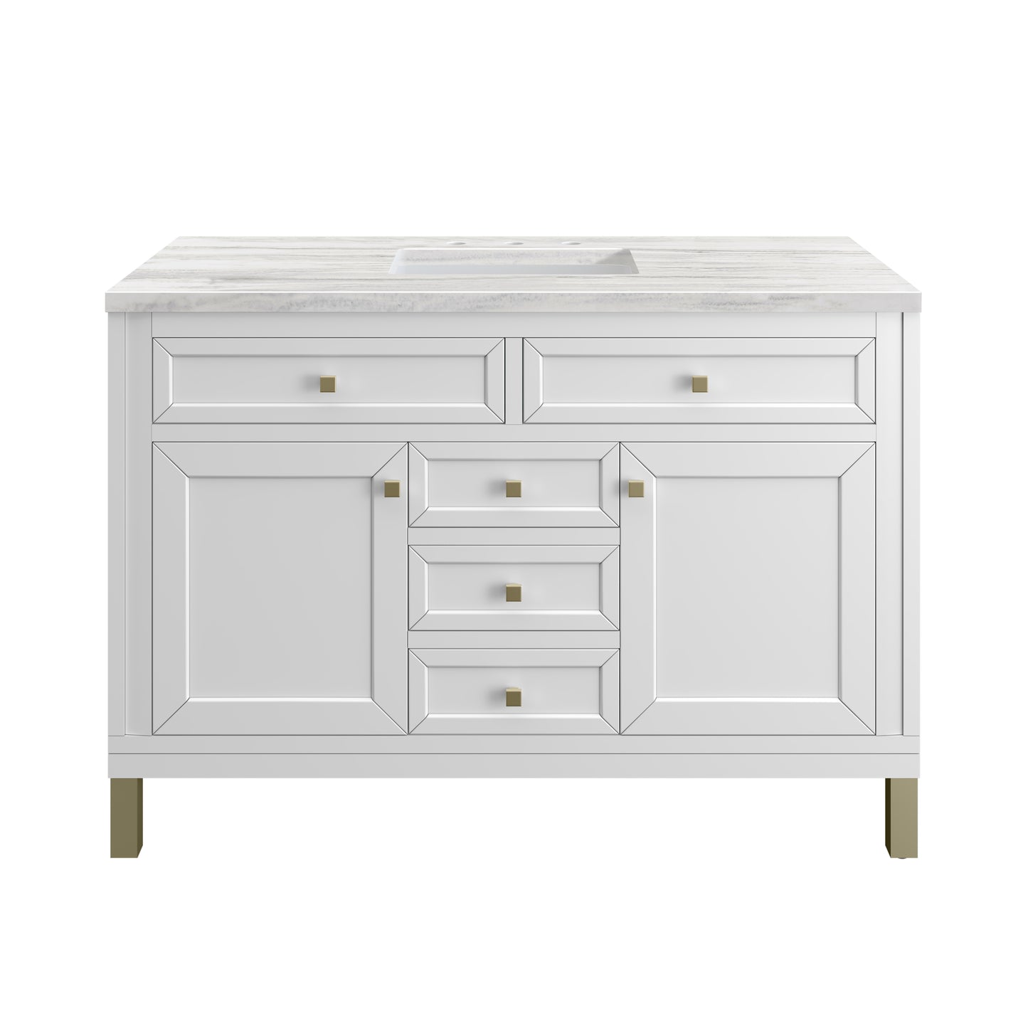 Chicago 48" Single Vanity, Glossy White w/ 3 CM Arctic Fall Top