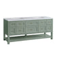 Breckenridge 72" Double Vanity, Smokey Celadon w/ 3 CM Carrara Marble Top