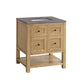 Breckenridge 30" Single Vanity, Light Natural Oak w/ 3 CM Grey Expo Top