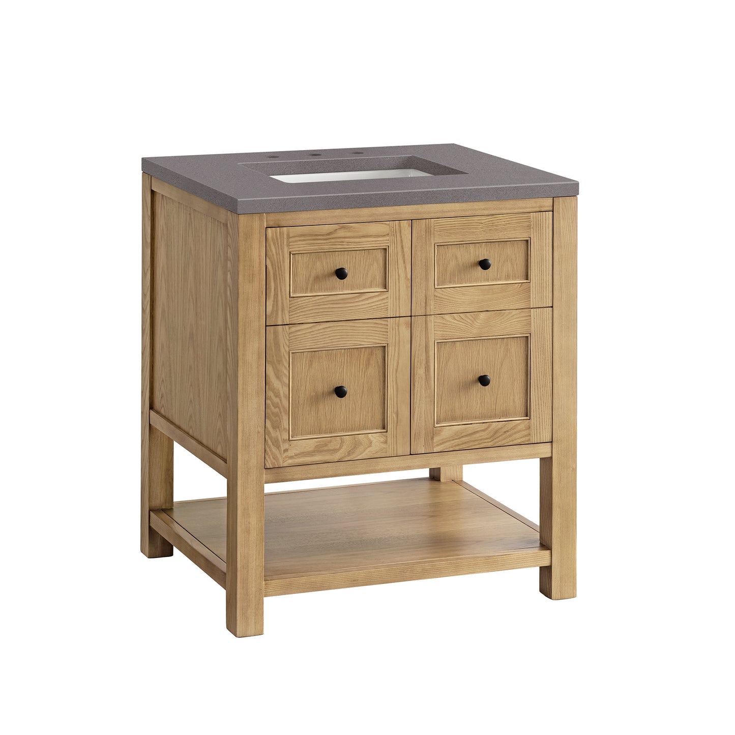 Breckenridge 30" Single Vanity, Light Natural Oak w/ 3 CM Grey Expo Top