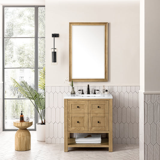 Breckenridge 30" Single Vanity, Light Natural Oak w/ 3 CM White Zeus Top