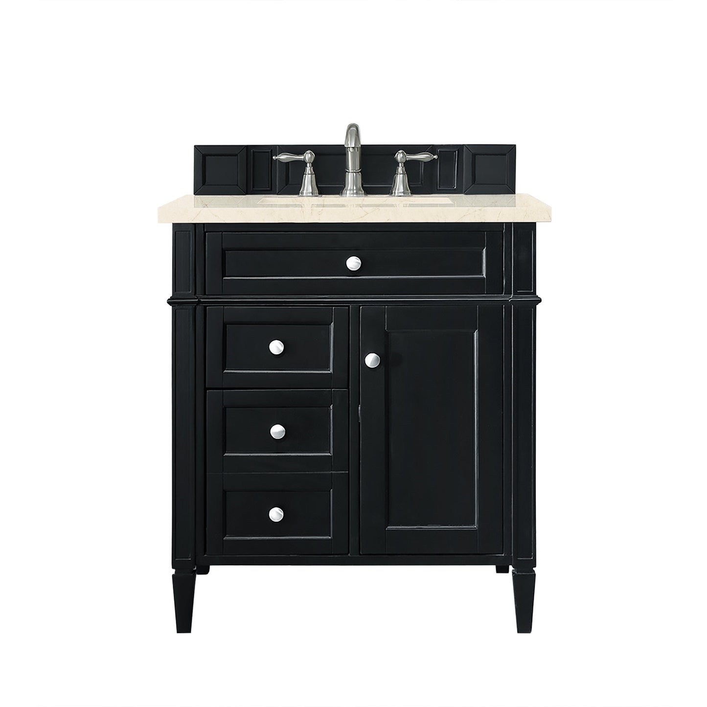 Brittany 30" Single Vanity, Black Onyx, w/ 3 CM Eternal Marfil Quartz Top