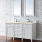 Brittany 60" Double Vanity, Bright White Vanity w/ 3 CM Eternal Marfil Quartz Top