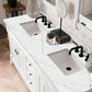 Brookfield 72" Double Vanity, Bright White w/ 3 CM Ethereal Noctis Quartz Top