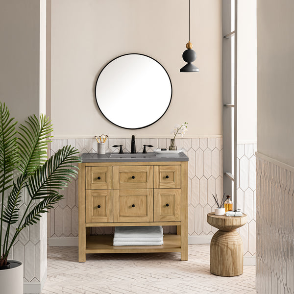 Breckenridge 36 Single Vanity, Light Natural Oak w/ 3 CM Grey Expo Top