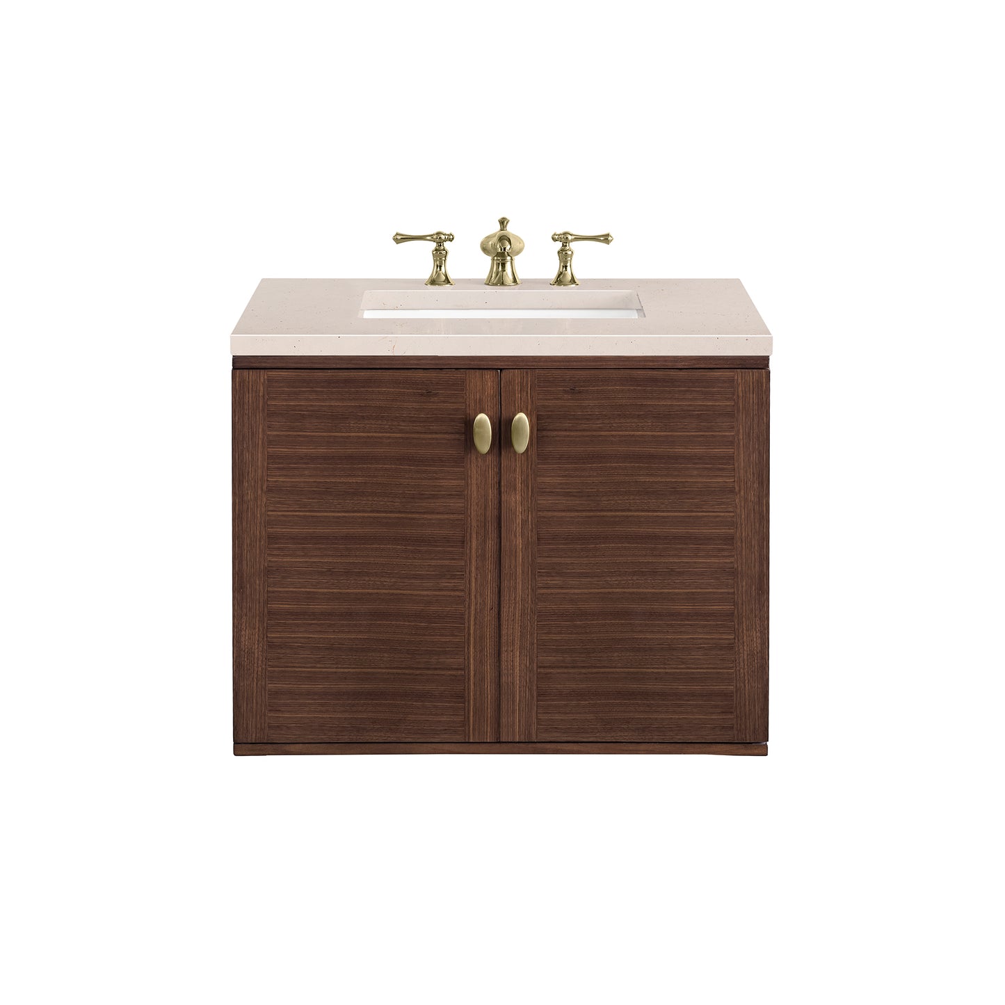 Amberly 30" Single Vanity, Mid-Century Walnut w/ 3 CM Eternal Marfil Top