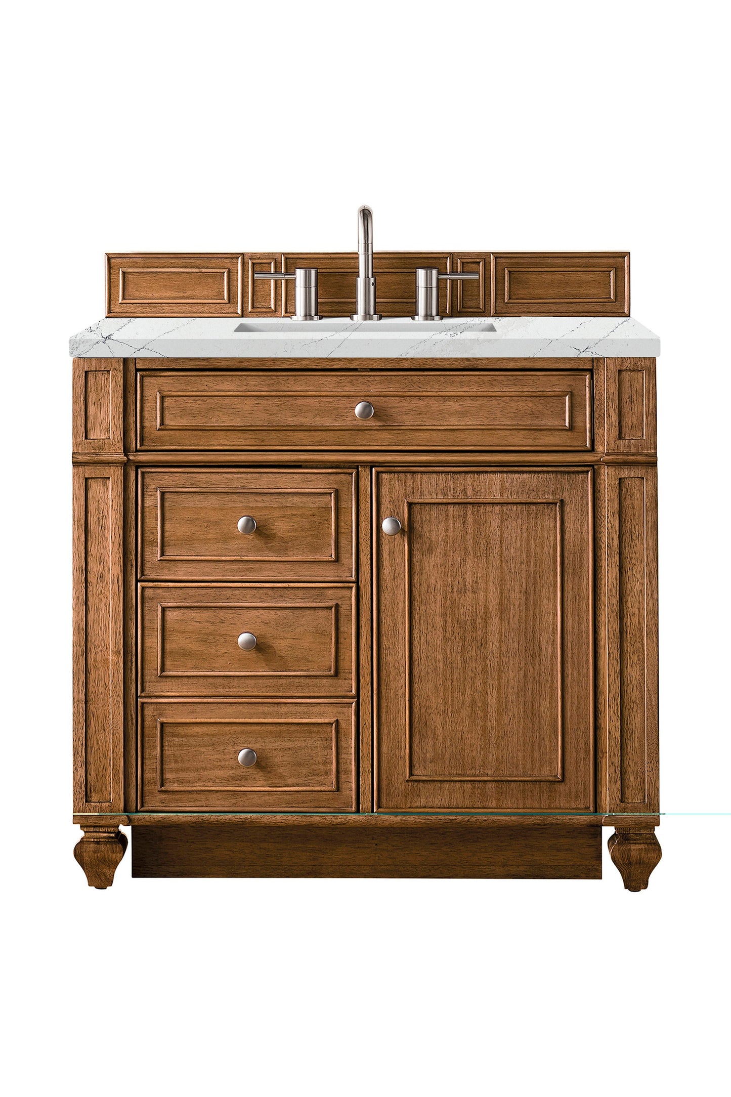 Bristol 36" Single Vanity, Saddle Brown w/ 3 CM Ethereal Noctis Quartz Top