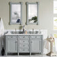 Brittany 60" Double Vanity, Urban Gray w/ 3 CM Arctic Fall Solid Surface Top