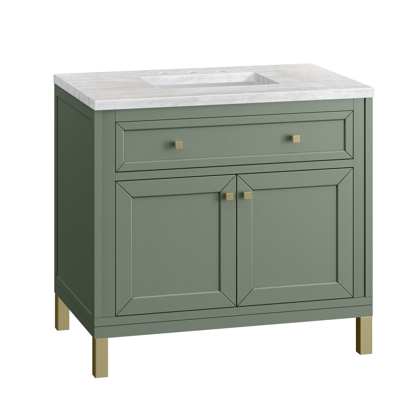 Chicago 36" Single Vanity, Smokey Celadon w/ 3 CM Arctic Fall Top