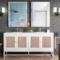 Athens 72" Double Vanity, Glossy White w/ 3 CM Arctic Fall Solid Surface Top